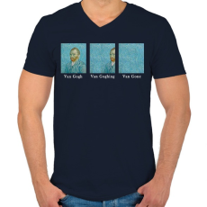 PRINTFASHION Van Gogh - Férfi V-nyakú póló - Sötétkék