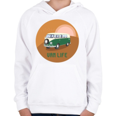 PRINTFASHION Van life 4 - Gyerek kapucnis pulóver - Fehér
