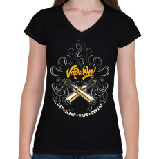 PRINTFASHION Vape on! - Női V-nyakú póló - Fekete