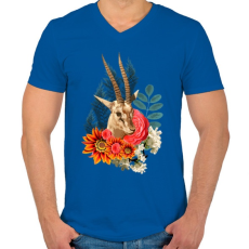 PRINTFASHION Varázslatos antilop - Férfi V-nyakú póló - Királykék