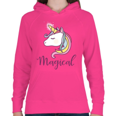 PRINTFASHION Varázslatos egyszarvú - Női kapucnis pulóver - Fukszia