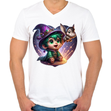 PRINTFASHION Varázslófiú vízilóval - Férfi V-nyakú póló - Fehér
