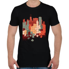 PRINTFASHION Város kirakó - Férfi póló - Fekete férfi póló