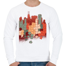 PRINTFASHION Város kirakó - Férfi pulóver - Fehér