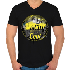 PRINTFASHION Városi élet - Férfi V-nyakú póló - Fekete férfi póló