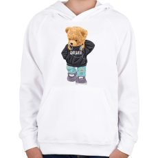 PRINTFASHION Városi maci - Gyerek kapucnis pulóver - Fehér