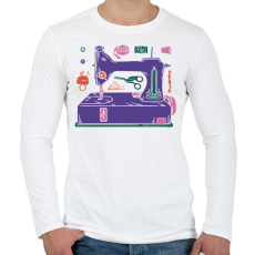 PRINTFASHION Varrógép - Férfi hosszú ujjú póló - Fehér