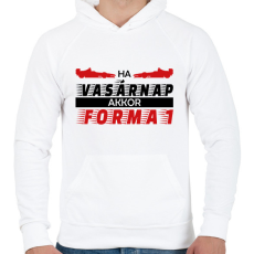 PRINTFASHION Vasárnap - Forma 1 - Férfi kapucnis pulóver - Fehér
