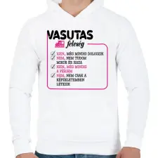 PRINTFASHION Vasutas feleség - Férfi kapucnis pulóver - Fehér férfi pulóver, kardigán