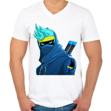PRINTFASHION Vector Fortnite Ninja  - Férfi V-nyakú póló - Fehér