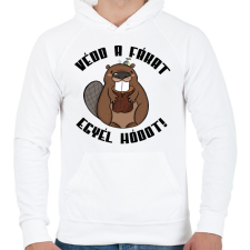 PRINTFASHION Védd a fákat egyél hódot - Férfi kapucnis pulóver - Fehér férfi pulóver, kardigán