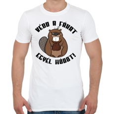 PRINTFASHION Védd a fákat egyél hódot - Férfi póló - Fehér