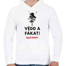 PRINTFASHION Védd a fákat - Férfi kapucnis pulóver - Fehér férfi pulóver, kardigán