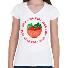 PRINTFASHION Vega tál - Női V-nyakú póló - Fehér női póló