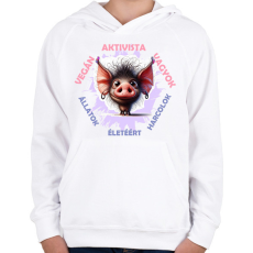 PRINTFASHION Vegán aktivista póló - Gyerek kapucnis pulóver - Fehér