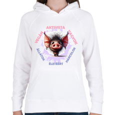 PRINTFASHION Vegán aktivista póló - Női kapucnis pulóver - Fehér