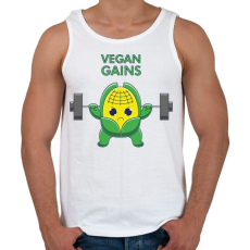 PRINTFASHION Vegan Gains - Férfi atléta - Fehér