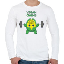 PRINTFASHION Vegan Gains - Férfi hosszú ujjú póló - Fehér férfi póló