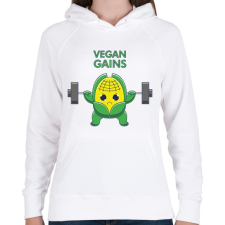 PRINTFASHION Vegan Gains - Női kapucnis pulóver - Fehér női pulóver, kardigán