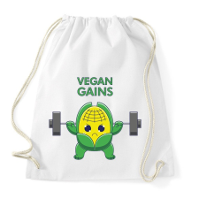 PRINTFASHION Vegan Gains - Sportzsák, Tornazsák - Fehér tornazsák