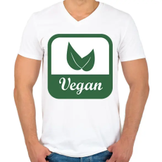 PRINTFASHION Vegán logó - Férfi V-nyakú póló - Fehér
