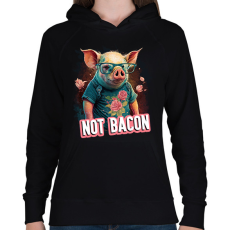 PRINTFASHION Vegán malac - not bacon - Női kapucnis pulóver - Fekete