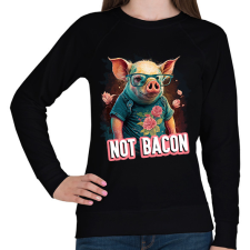 PRINTFASHION Vegán malac - not bacon - Női pulóver - Fekete női pulóver, kardigán