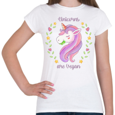 PRINTFASHION Vegán unikornis - Női póló - Fehér női póló