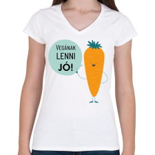 PRINTFASHION Vegának lenni jó! - Női V-nyakú póló - Fehér női póló