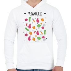 PRINTFASHION Veganholic - Férfi kapucnis pulóver - Fehér