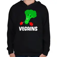 PRINTFASHION Vegans - Gyerek kapucnis pulóver - Fekete gyerek pulóver, kardigán