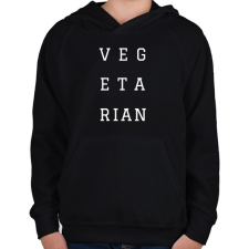 PRINTFASHION Vegetarian - Gyerek kapucnis pulóver - Fekete gyerek pulóver, kardigán