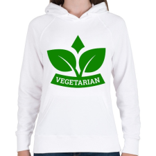PRINTFASHION Vegetarian  - Női kapucnis pulóver - Fehér női pulóver, kardigán