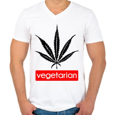 PRINTFASHION Vegetáriánusoknak - Férfi V-nyakú póló - Fehér férfi póló