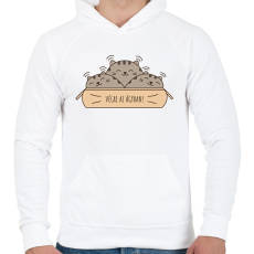 PRINTFASHION Végre az ágyban - Cicák - Férfi kapucnis pulóver - Fehér