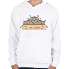 PRINTFASHION Végre az ágyban - Cicák - Gyerek kapucnis pulóver - Fehér