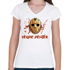 PRINTFASHION Végre péntek - Női V-nyakú póló - Fehér