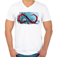 PRINTFASHION Végtelen. - Férfi V-nyakú póló - Fehér