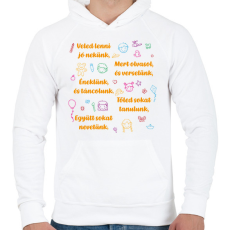 PRINTFASHION Veled lenni jó nekünk - Férfi kapucnis pulóver - Fehér
