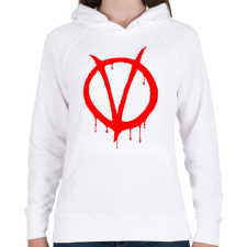 PRINTFASHION Vendetta logo - Női kapucnis pulóver - Fehér női pulóver, kardigán