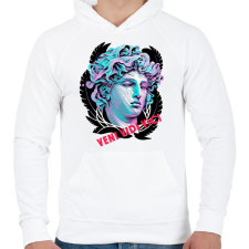 PRINTFASHION Veni Vidi Vici - Férfi kapucnis pulóver - Fehér férfi pulóver, kardigán