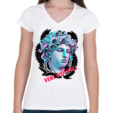 PRINTFASHION Veni Vidi Vici - Női V-nyakú póló - Fehér női póló