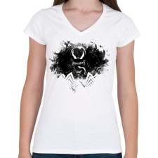 PRINTFASHION Venom - Női V-nyakú póló - Fehér női póló