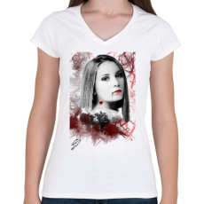 PRINTFASHION Vér és fajdalom - Női V-nyakú póló - Fehér