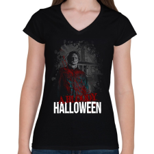 PRINTFASHION Véres halloween - Női V-nyakú póló - Fekete női póló
