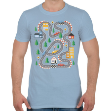 PRINTFASHION Versenypálya - Férfi póló - Világoskék férfi póló