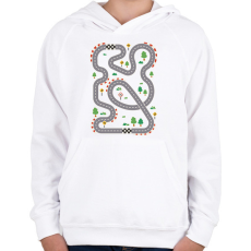 PRINTFASHION Versenypálya - Gyerek kapucnis pulóver - Fehér