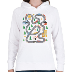 PRINTFASHION Versenypálya - Női kapucnis pulóver - Fehér