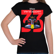 PRINTFASHION Verstappen 33 autóversenyző - fehér felirat - Női póló - Fekete