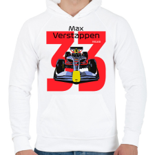 PRINTFASHION Verstappen 33 autóversenyző - fekete felirat - Férfi kapucnis pulóver - Fehér férfi pulóver, kardigán